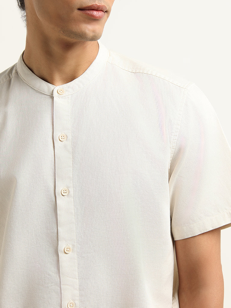 ETA Off-White Self-Patterned Cotton Resort Fit Shirt