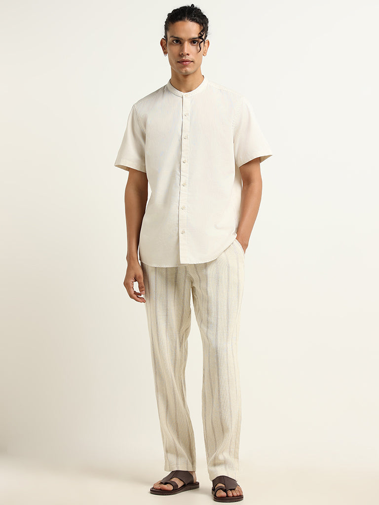 ETA Off-White Self-Patterned Cotton Resort Fit Shirt