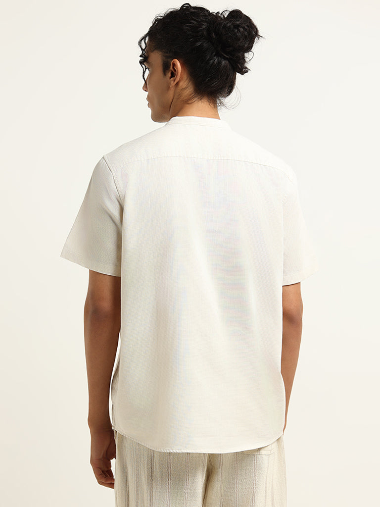 ETA Off-White Self-Patterned Cotton Resort Fit Shirt