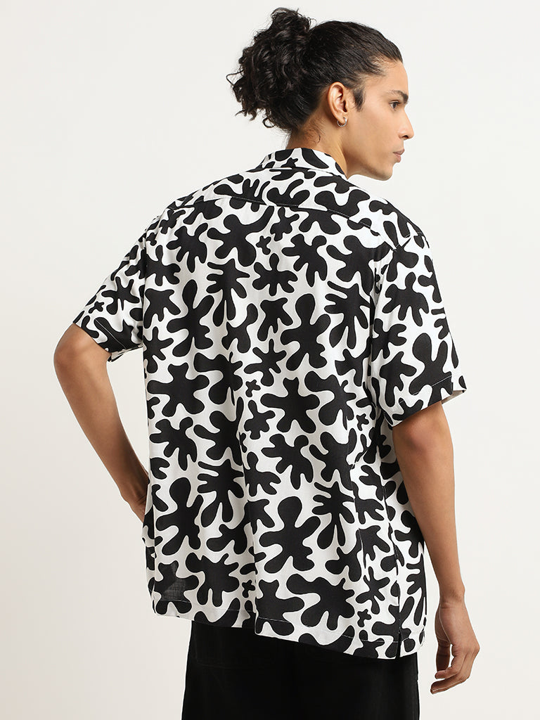 Nuon Black Printed Relaxed Fit Shirt