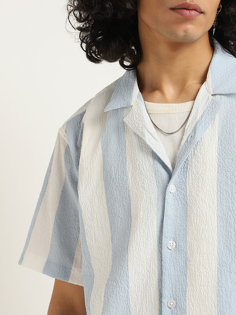 Nuon Light Blue Striped Shirt