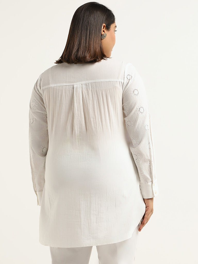 Diza White Cotton Cut-Work Tunic