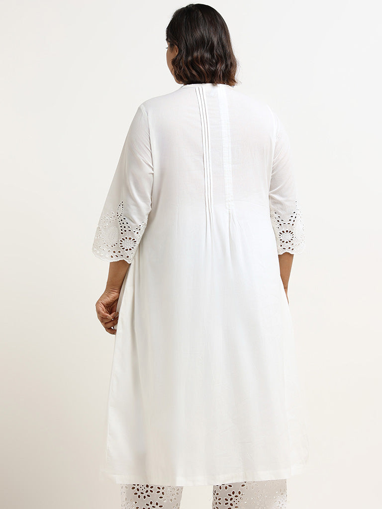 Diza White Cotton Pintuck Kurta