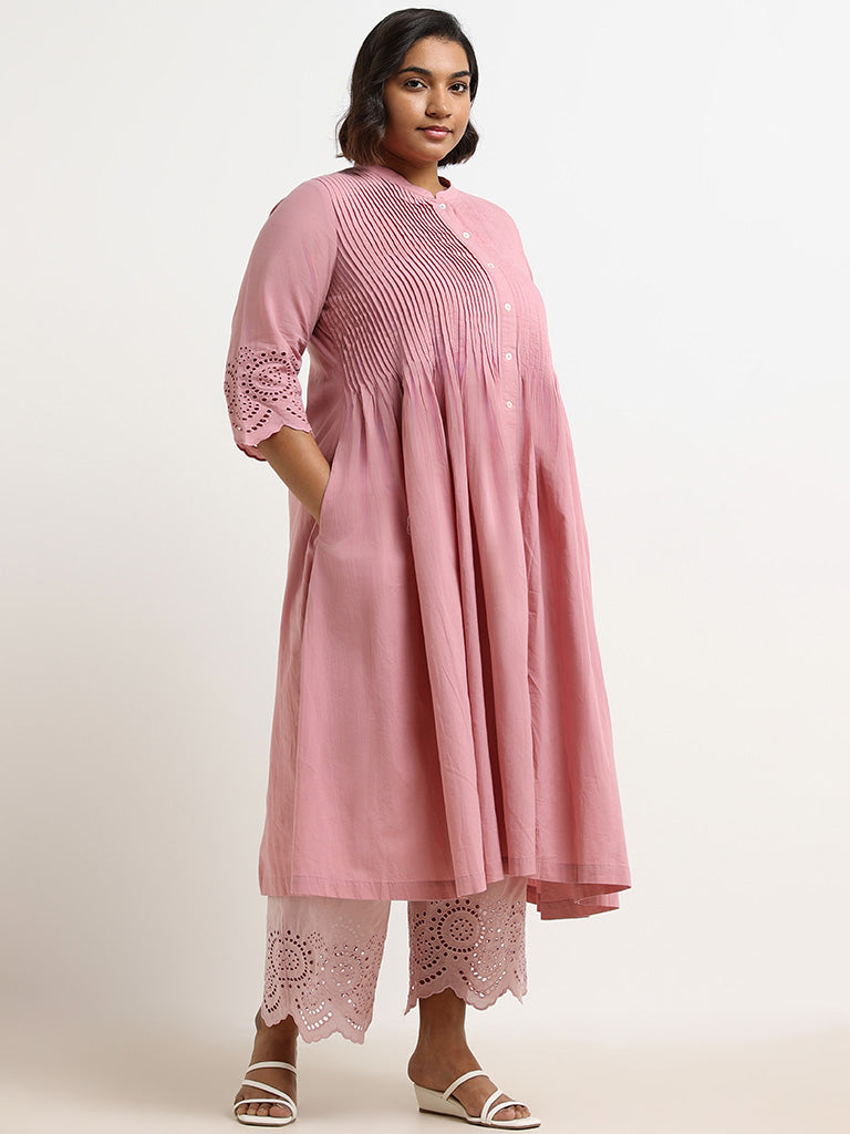 Diza Pink Pintuck Cotton Kurta