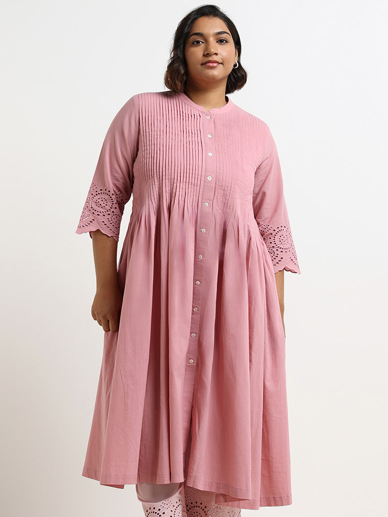 Diza Pink Pintuck Cotton Kurta