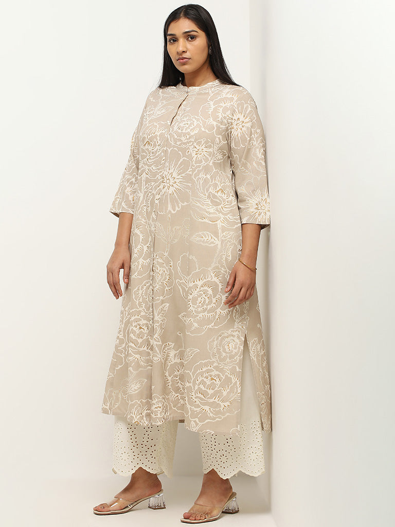 Diza Beige Printed Kurta