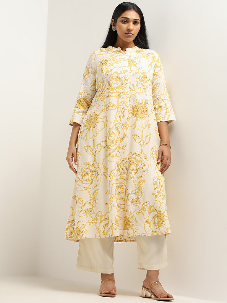 Diza Yellow Printed Kurta