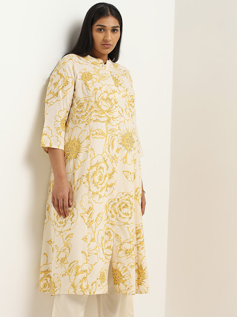 Diza Yellow Printed Kurta