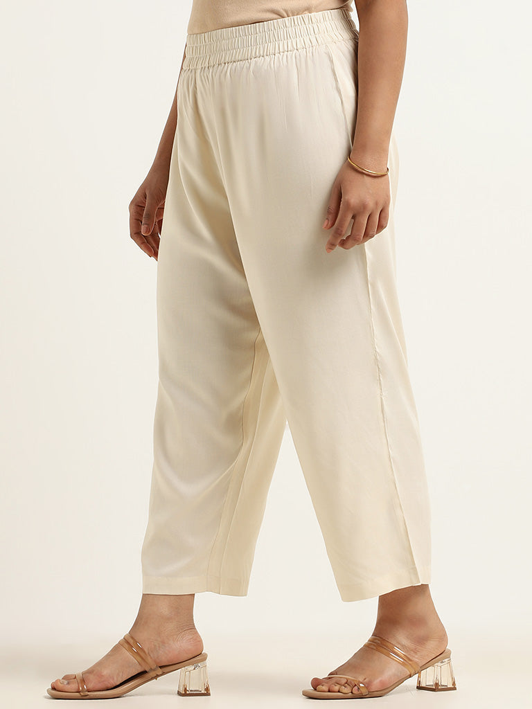 Diza Beige Straight Pants