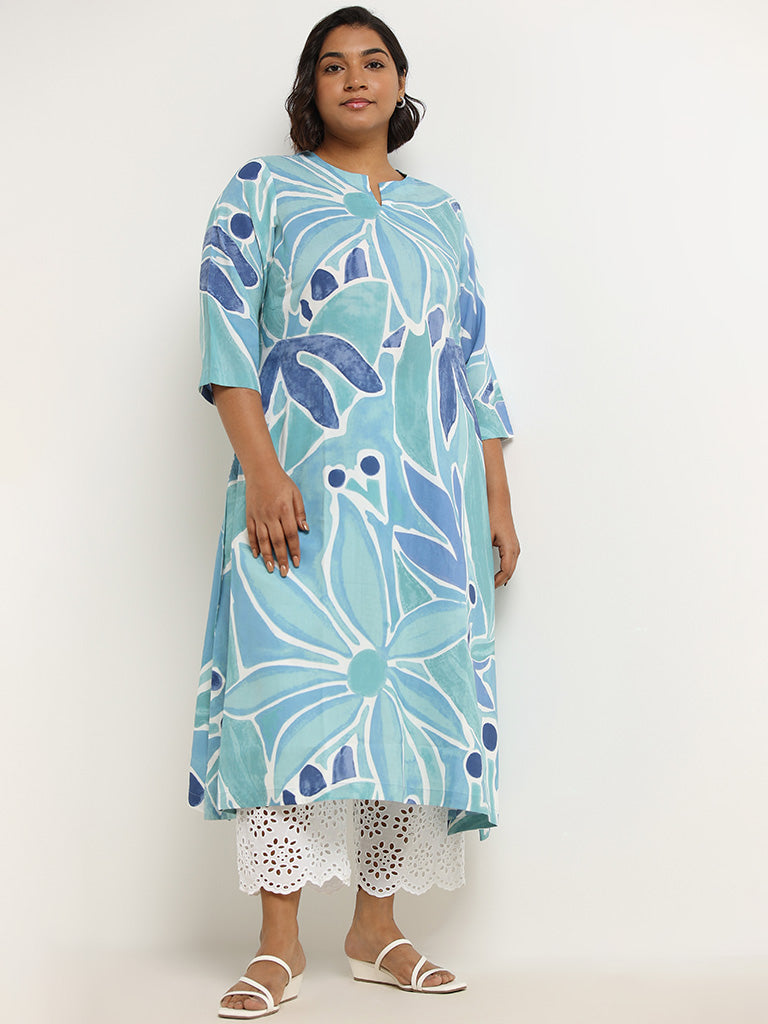 Diza Blue Floral Kurta