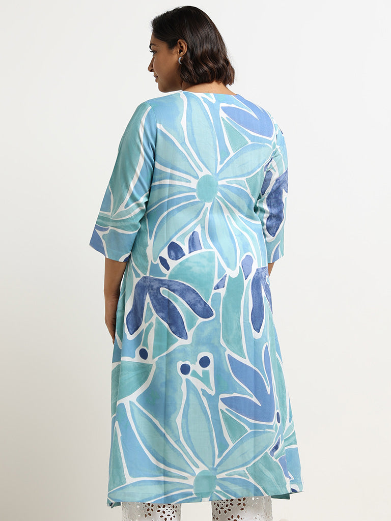 Diza Blue Floral Kurta