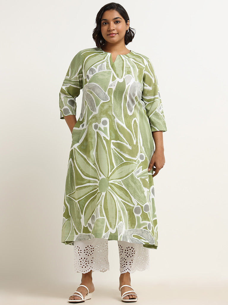 Diza Green Floral Kurta