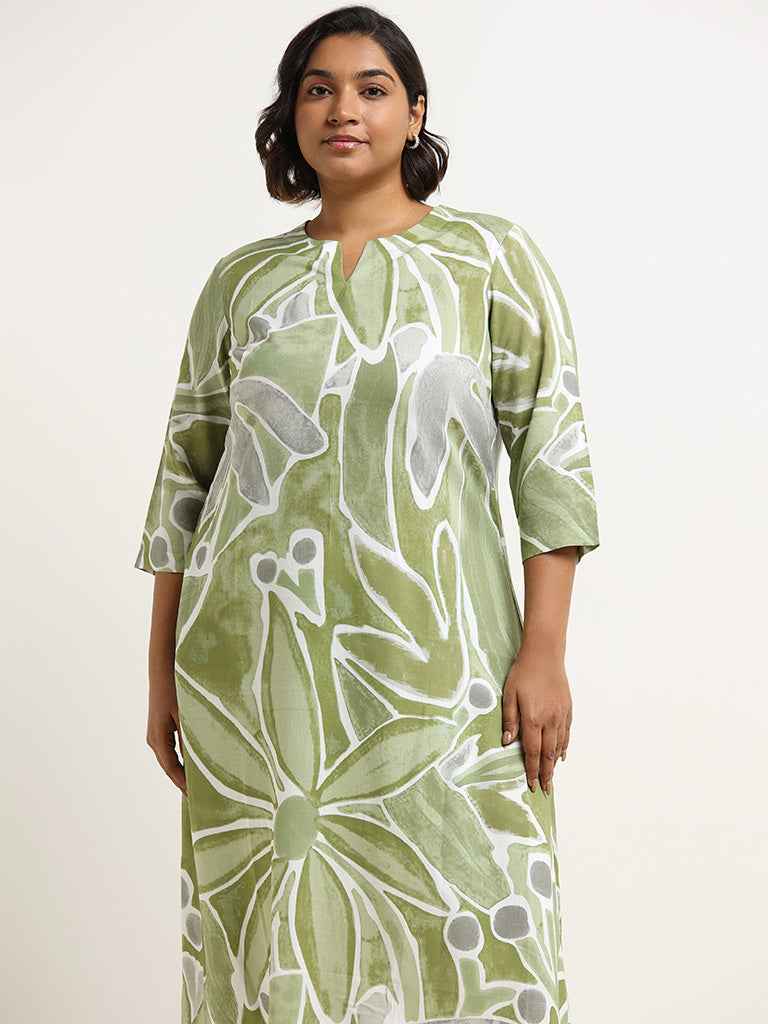 Diza Green Floral Kurta