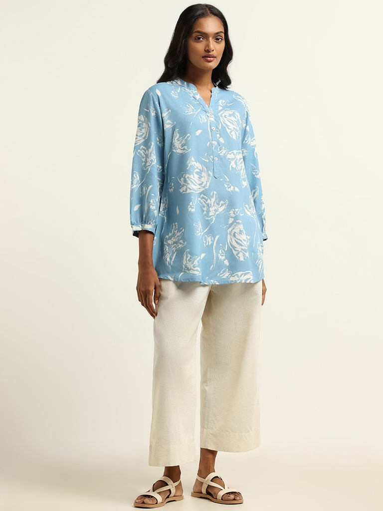 Utsa Blue Printed Kurti