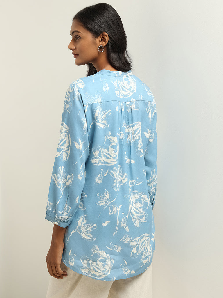 Utsa Blue Printed Kurti