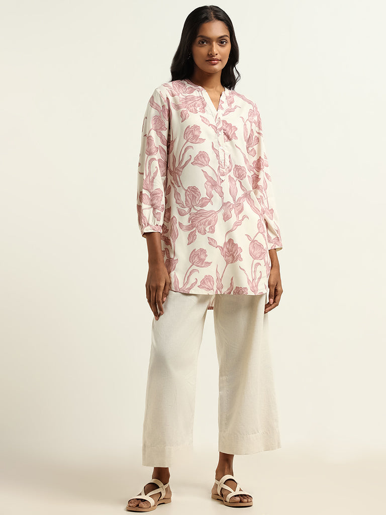 Utsa Pink Printed Kurti