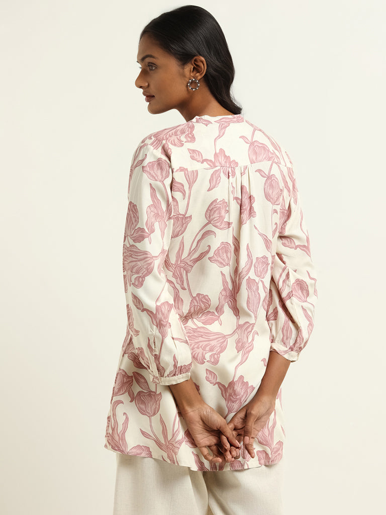 Utsa Pink Printed Kurti