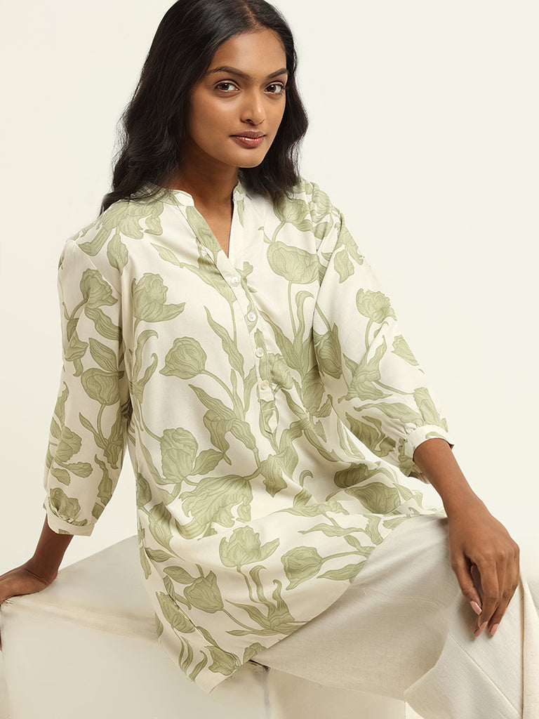 Utsa Green Printed Kurti