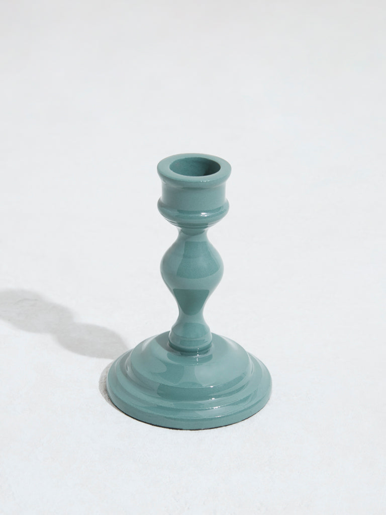 Westside Home Green Metal Taper Candle Holder