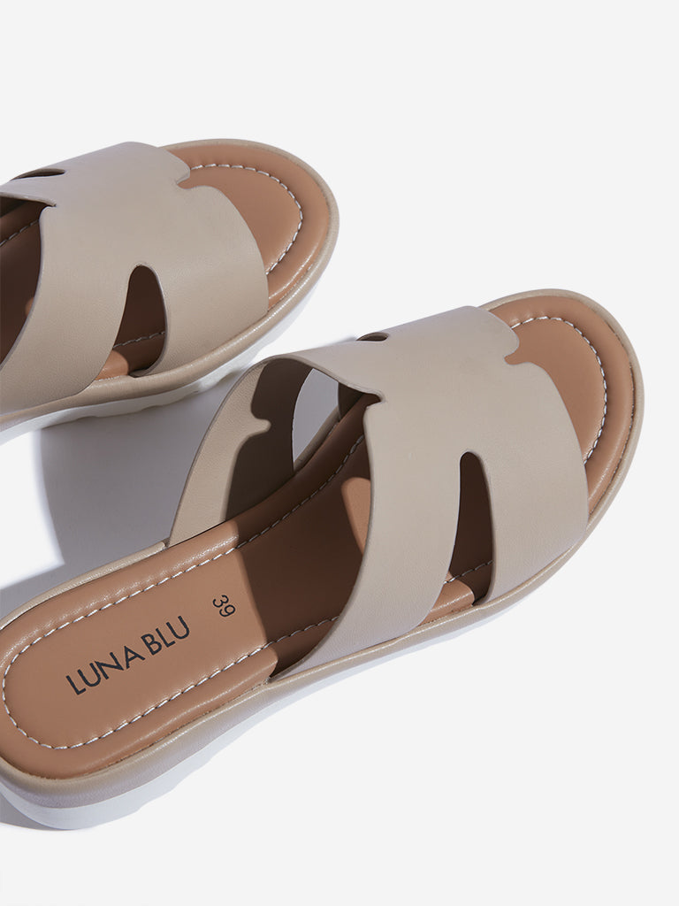 LUNA BLU Ivory H-Style Slides