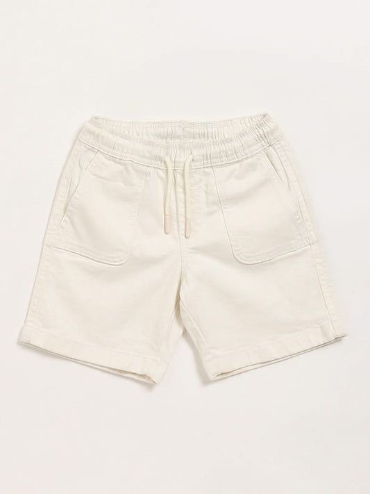 HOP Kids Solid Off-White Shorts