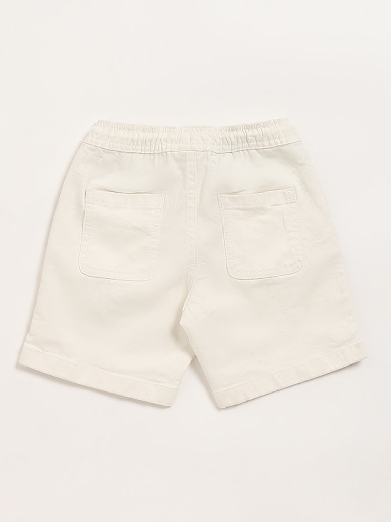 HOP Kids Solid Off-White Shorts