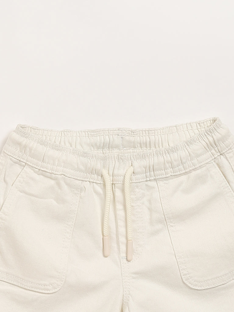 HOP Kids Solid Off-White Shorts