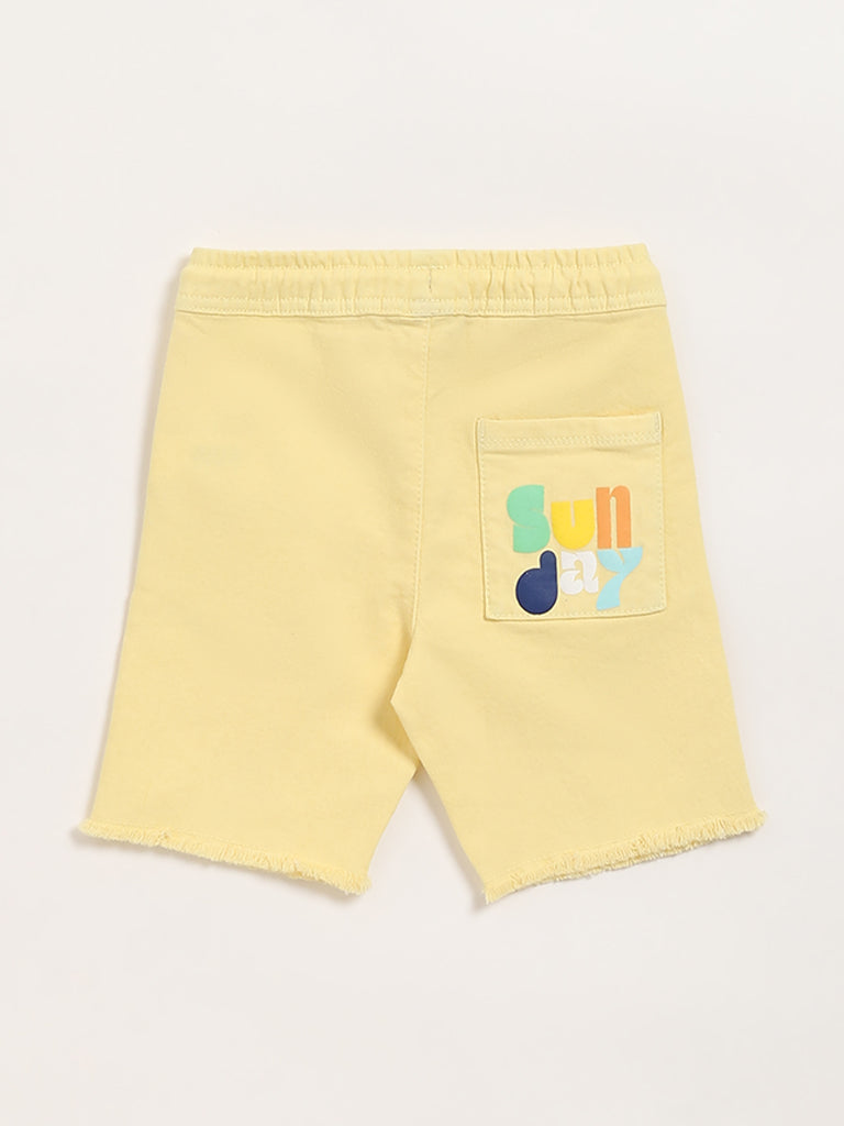 HOP Kids Yellow Printed Shorts