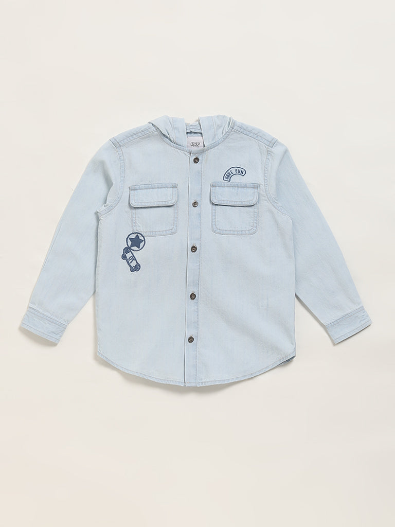 HOP Kids Blue Denim Hoodie Shirt