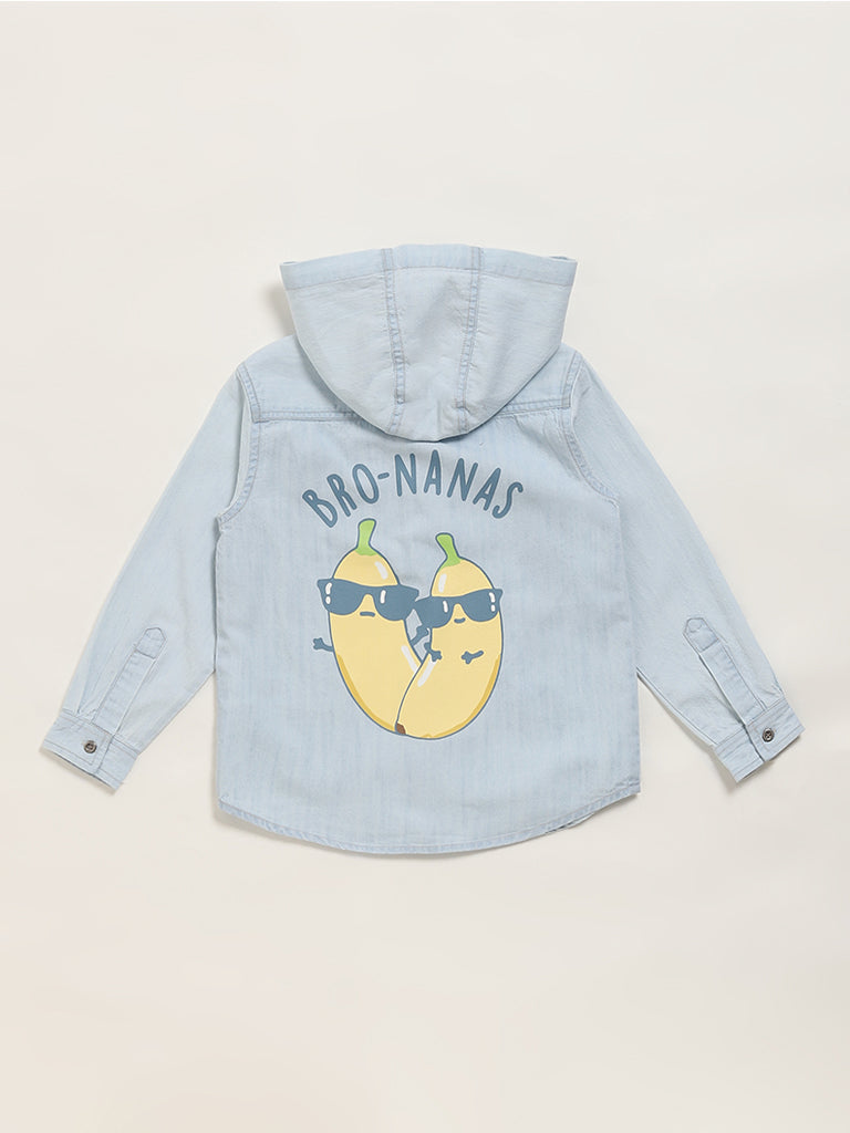 HOP Kids Blue Denim Hoodie Shirt