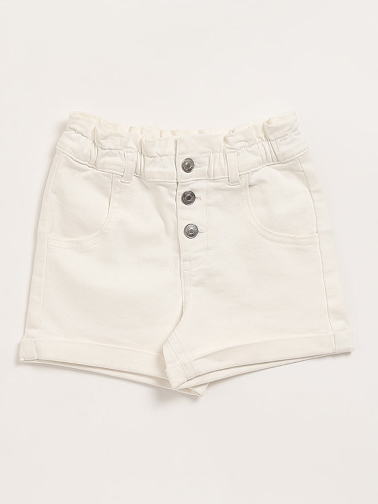 HOP Kids White Denim Shorts