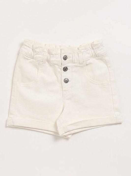 HOP Kids White Denim Shorts