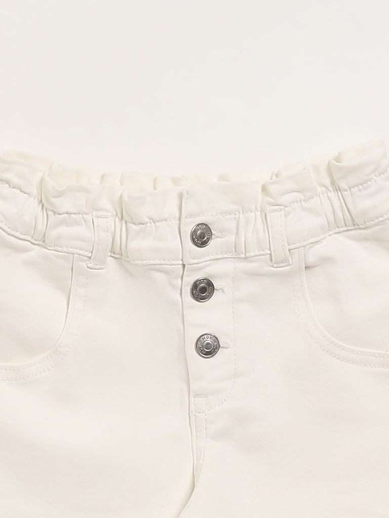 HOP Kids White Denim Shorts