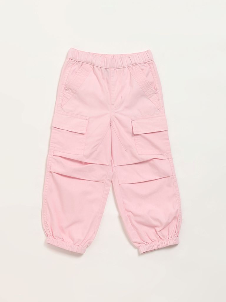 HOP Kids Plain Pink Cargo Joggers