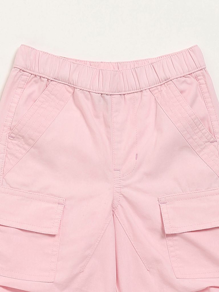 HOP Kids Plain Pink Cargo Joggers