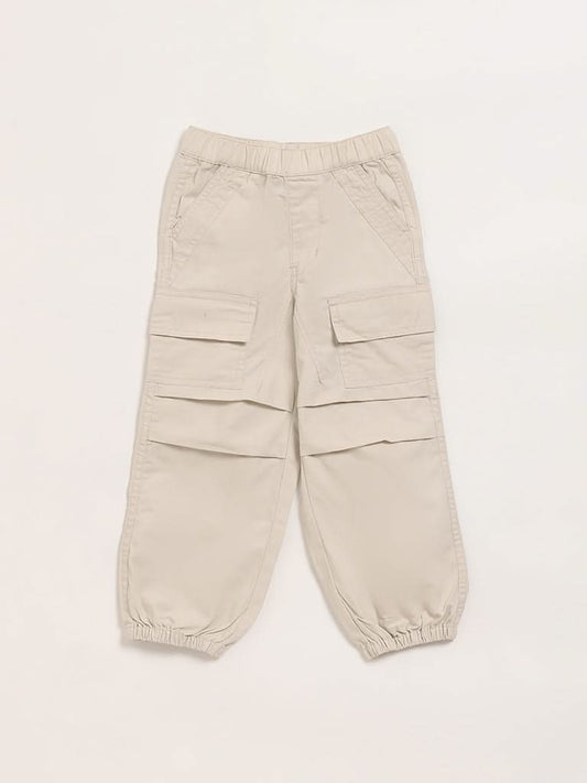 HOP Kids Beige Parachute Trousers