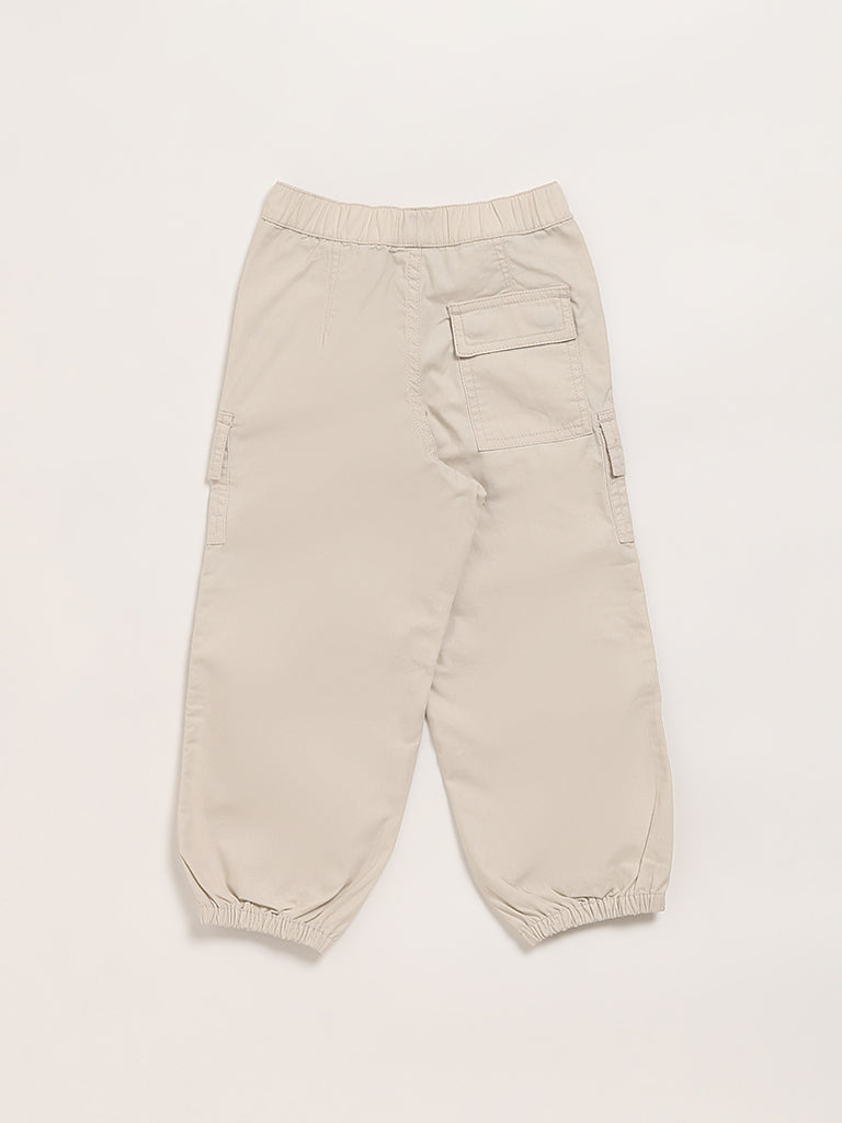 HOP Kids Beige Parachute Trousers