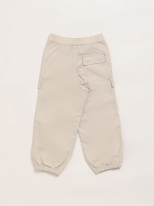 HOP Kids Beige Parachute Trousers