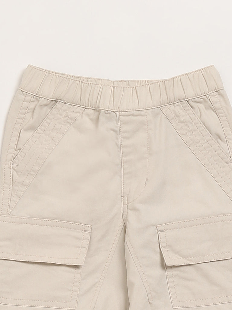 HOP Kids Beige Parachute Trousers