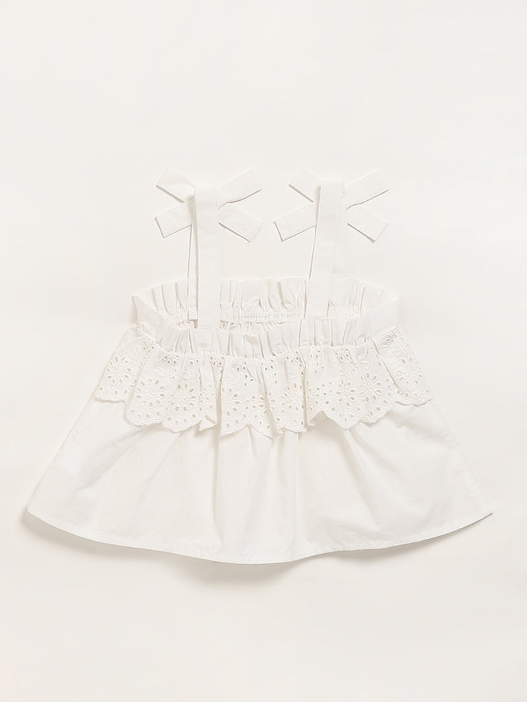 HOP Kids White Eyelet Top