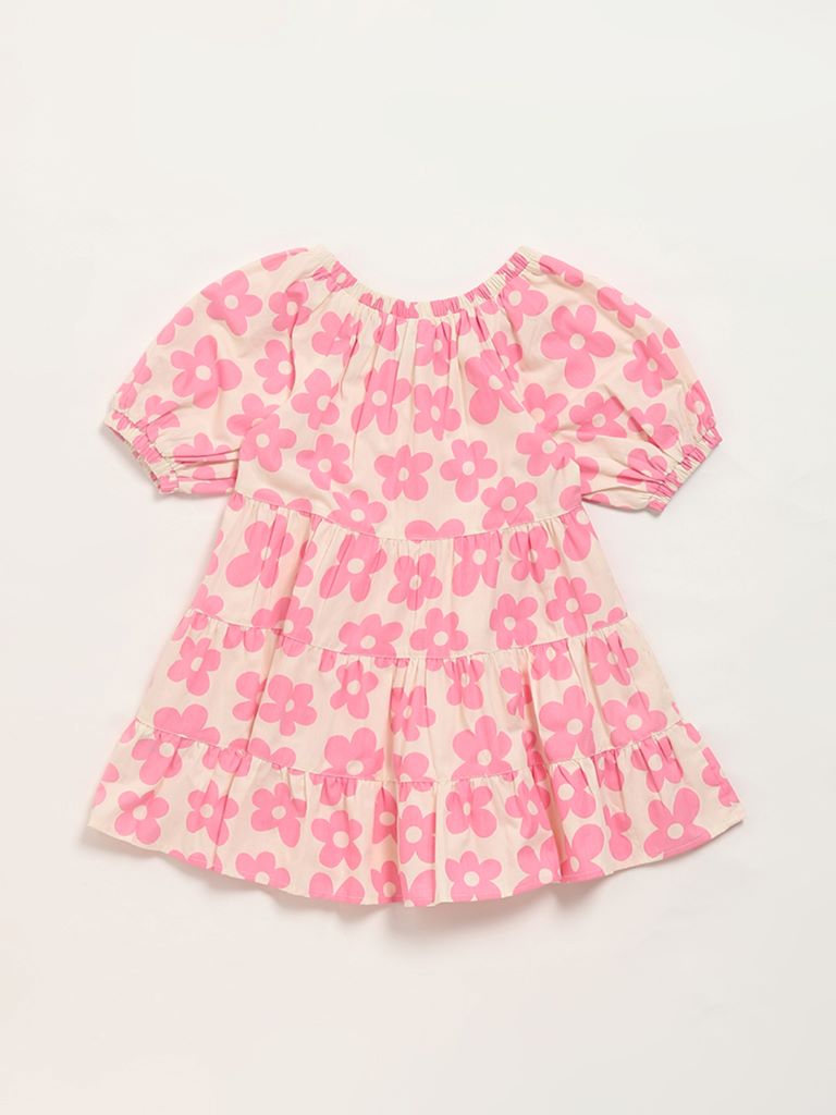 HOP Kids Pink Floral Printed Dress