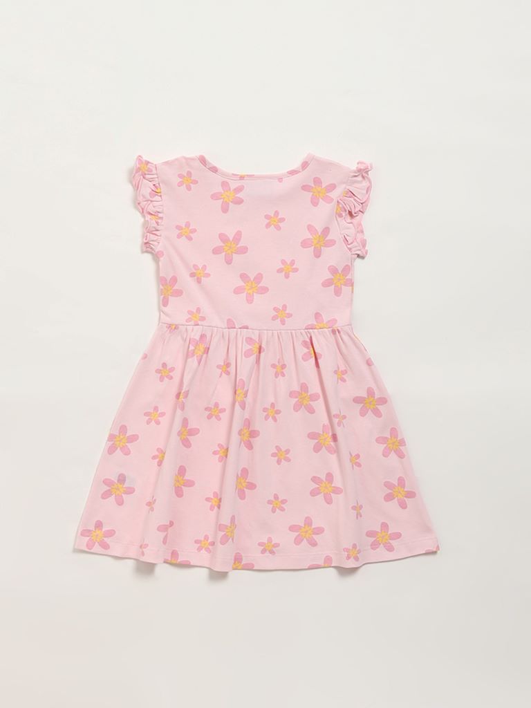 HOP Kids Pink Floral Printed Dress