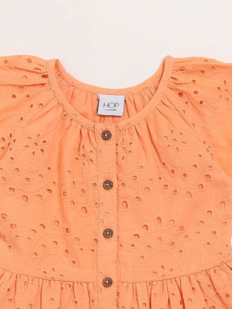 HOP Kids Orange Eyelet Dress