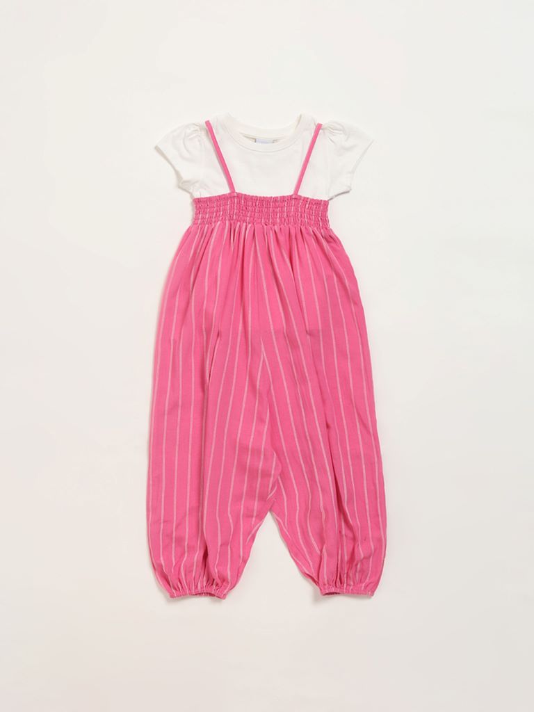 HOP Kids Pink Pinafore with T-Shirt