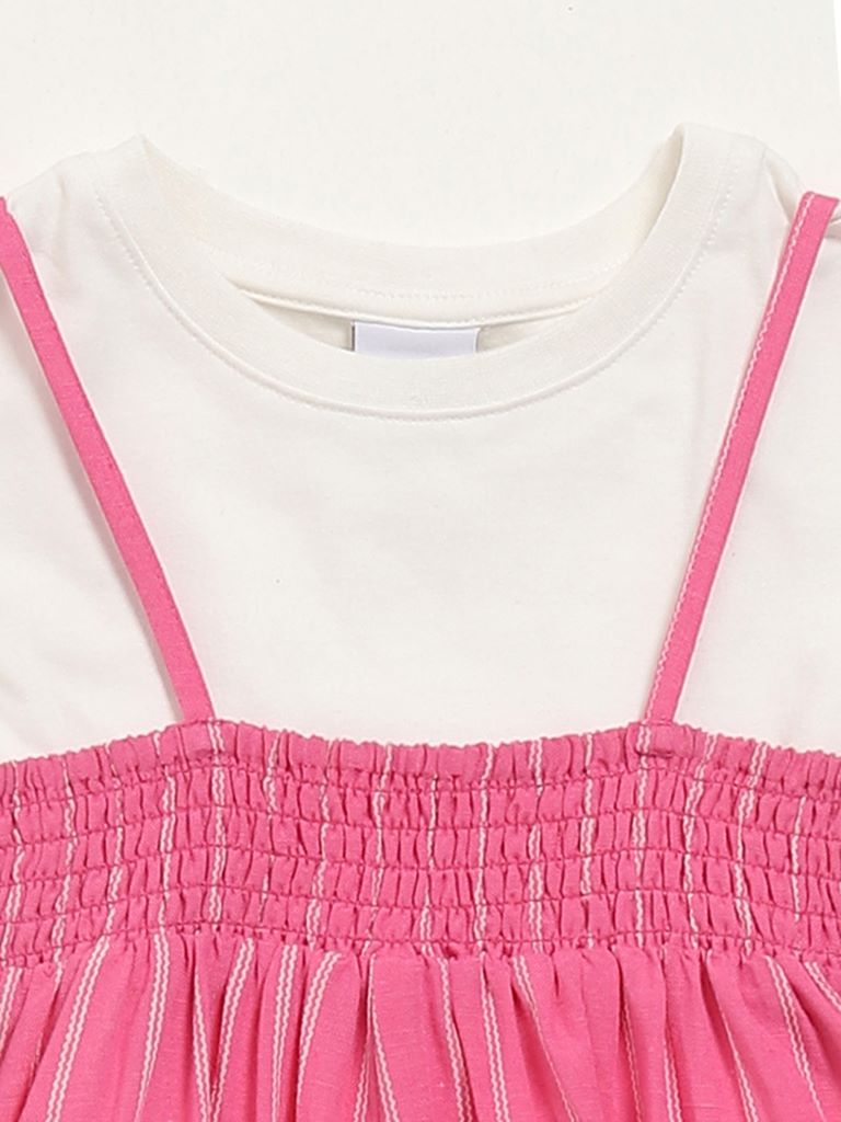 HOP Kids Pink Pinafore with T-Shirt