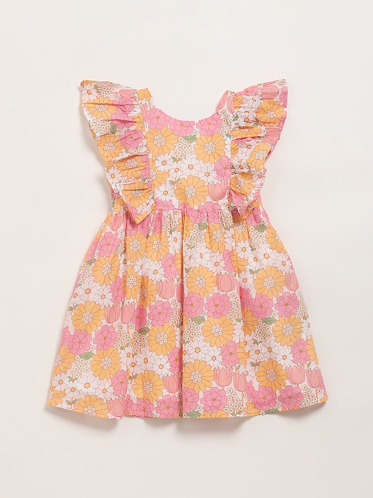 HOP Kids Multicolor Ruffled Sleeve Dress