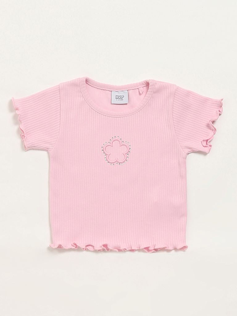 HOP Kids Pink Self-Striped Top