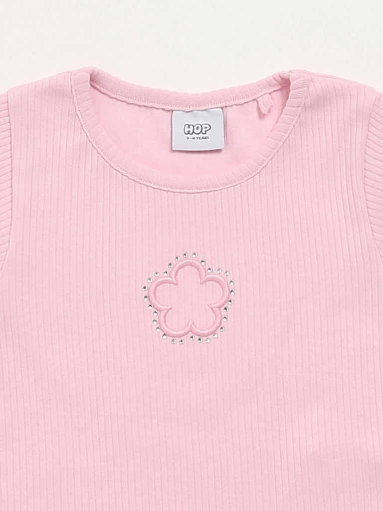 HOP Kids Pink Self-Striped Top