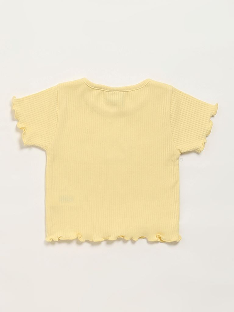 HOP Kids Yellow Self-Striped Top