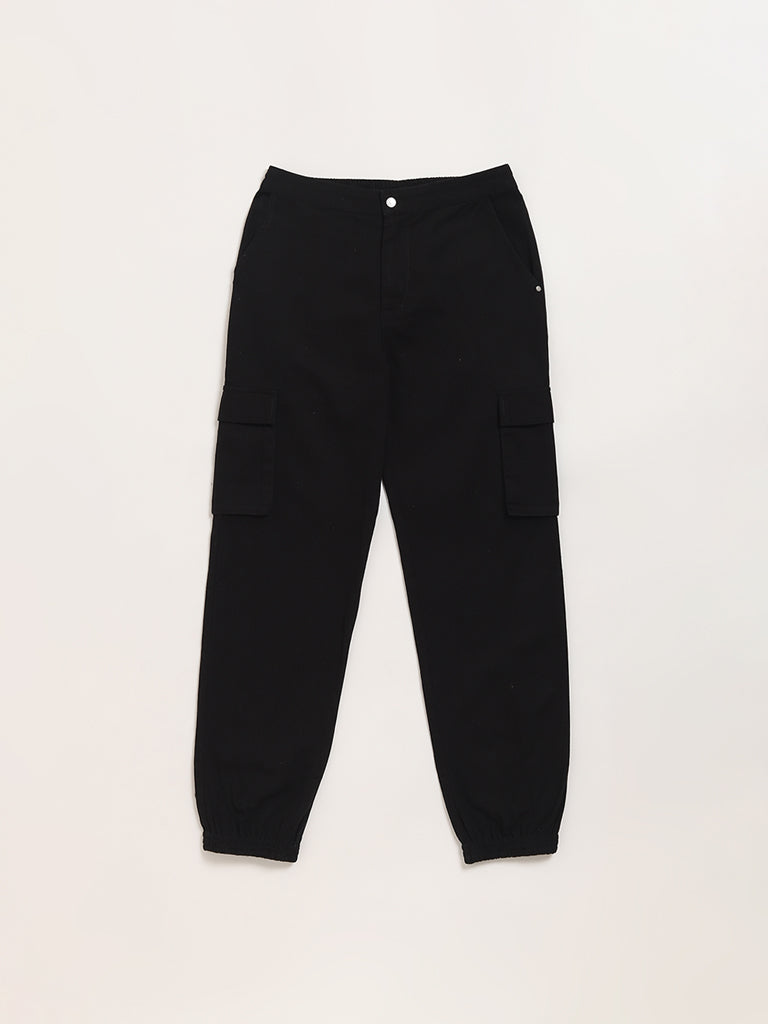 Y&F Kids Black Cargo Joggers